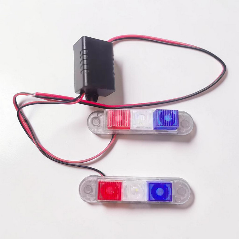 [2 PCS] Lampu Tempel Sepeda Motor Strobo , Model = Lampu Polisi , 3 Warna