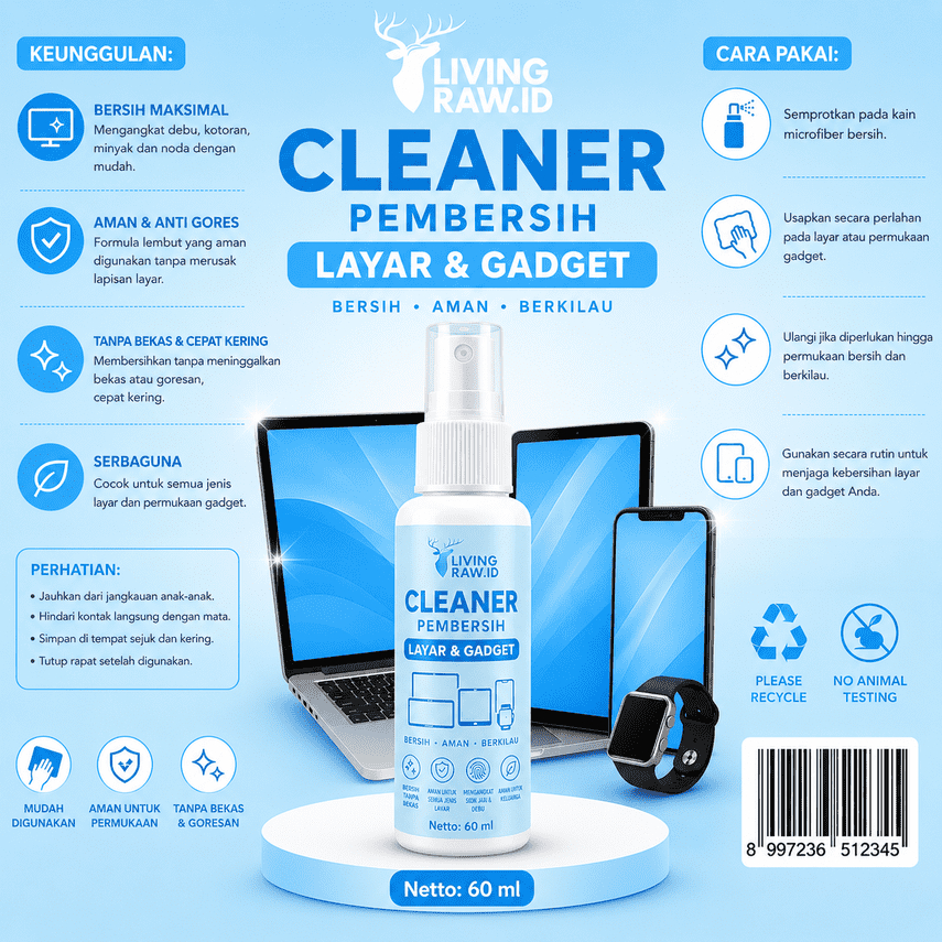 Pembersih Layar HP Lapto Komputer Screen Cleaner Spray LCD TV Monitor Gadget 60ml Screen Cleaner Spr