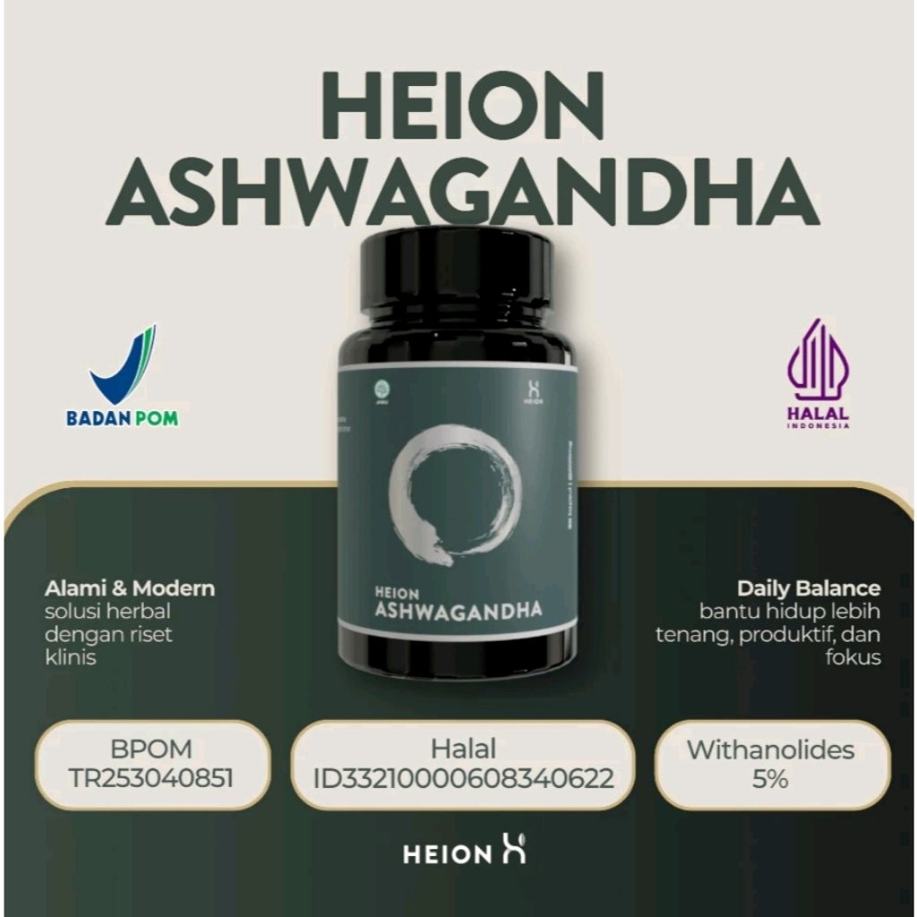 HEION ASHWAGANDHA+ (60 KAPSUL) / ASHWAGANDHA EXTRACT @500MG