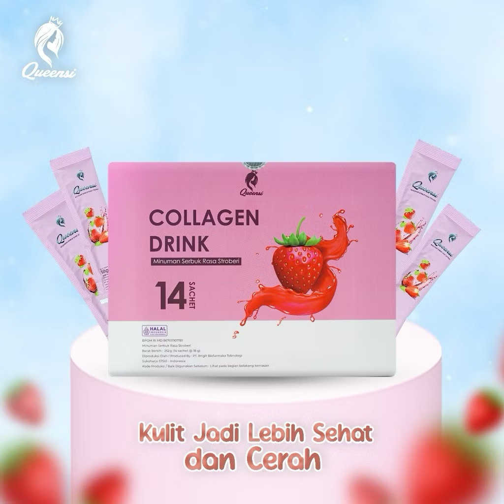 Queensi Collagen Drink Mencerahkan Kulit Minuman Collagen Mengatasi Masalah Kulit Glowing Skin Queen