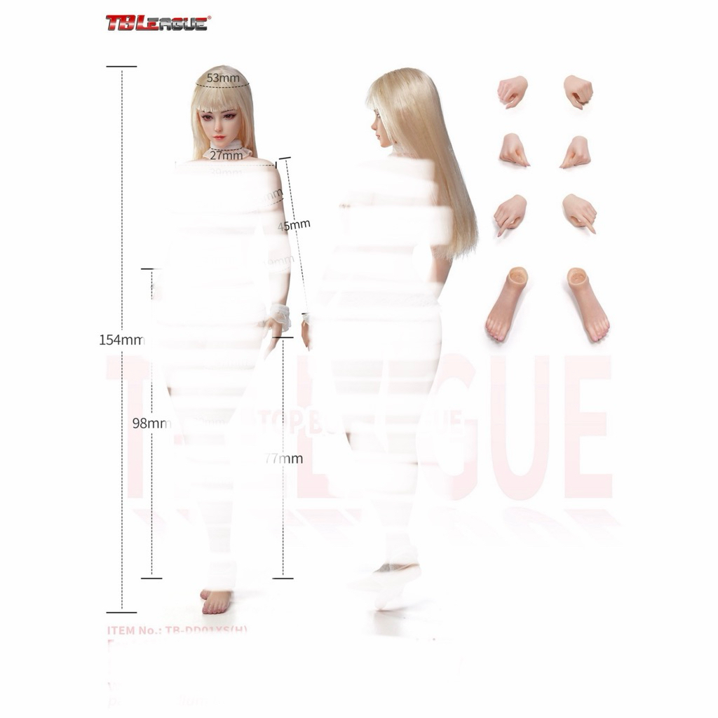 TBLeague TB-DD01XS(H) 1/12 Action Figure Body with Head Sculpture (Blonde Hair)
