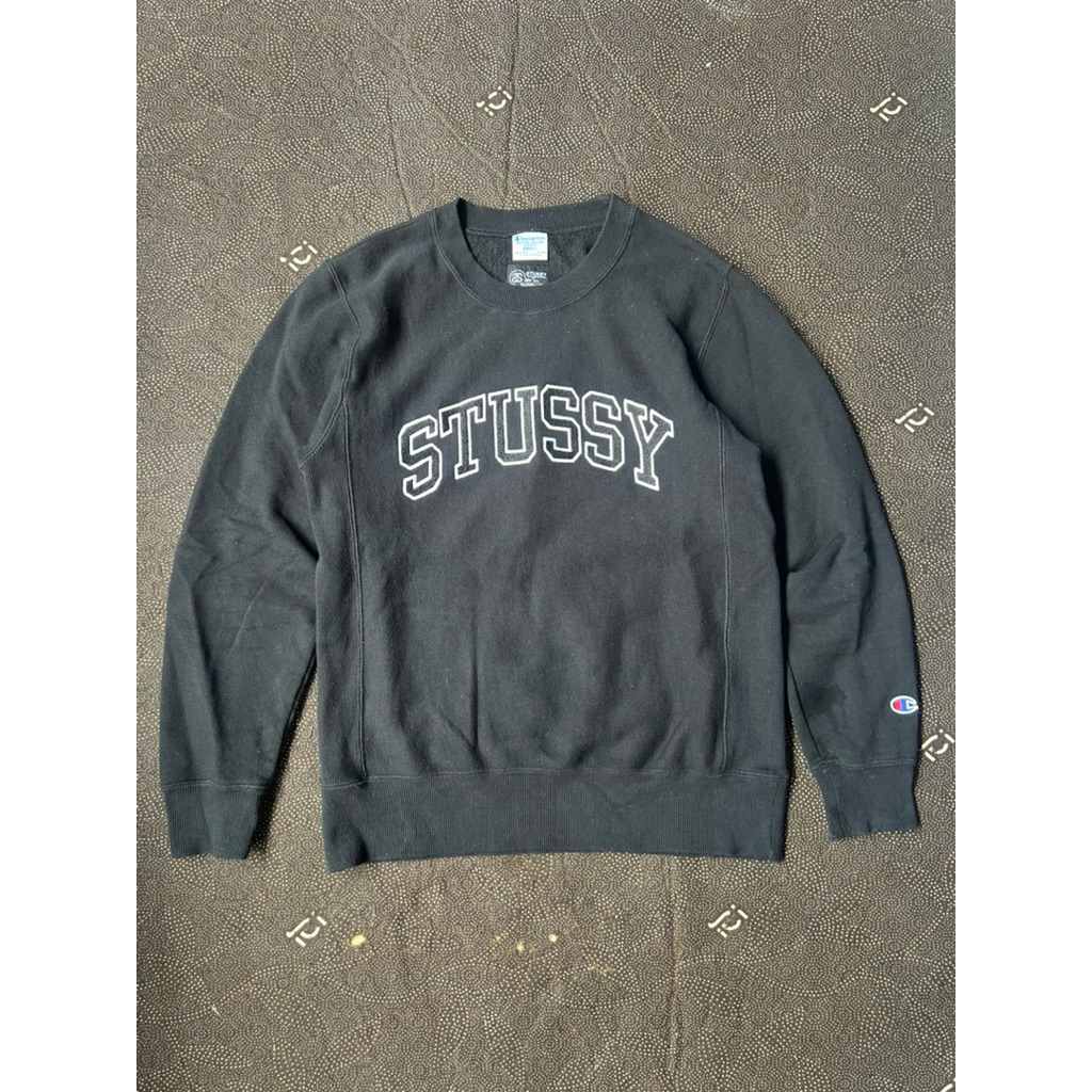 Stussy x champion logo bordir crewneck