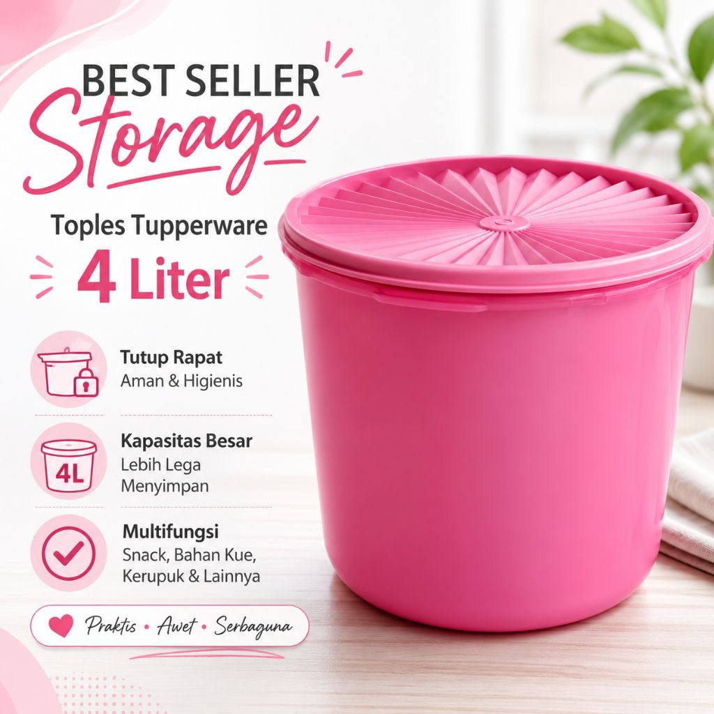 MURAH LEBAY TUPPERWARE TOPLES 4L - TUPPERWARE CANISTER 4L