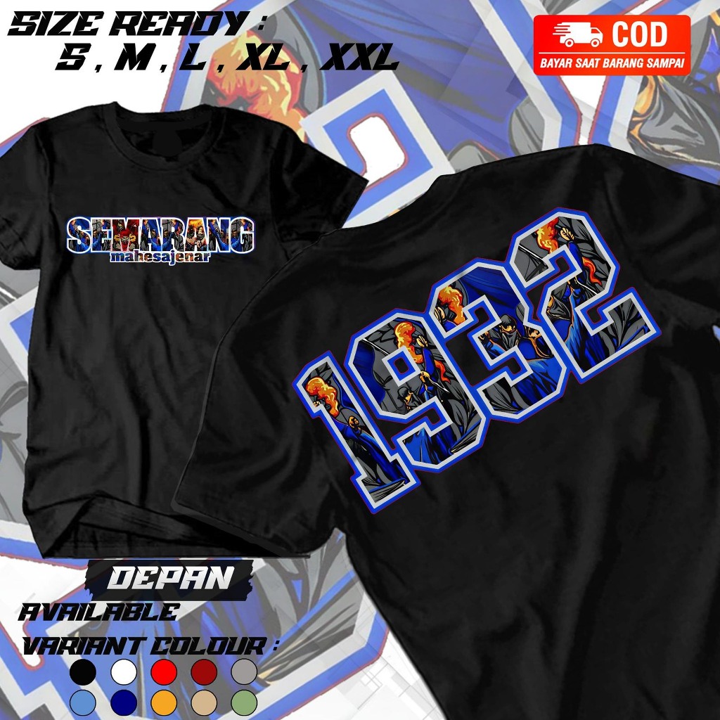 -Kaos Semarang Mahesa Jenar 1932 PSIS Panser Biru Fans Tshirt - hitam, S