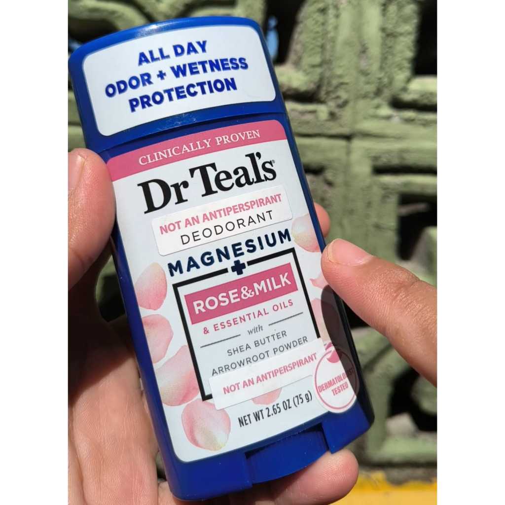 Dr Teal's Deodorant Magnesium/Tanpa Antiperspirant , Rose & Milk 75 g