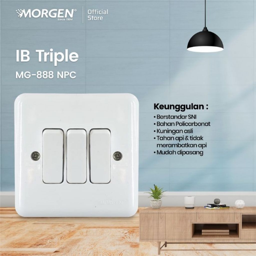 Saklar Triple Tanam Ib Morgen Saklar Lampu
