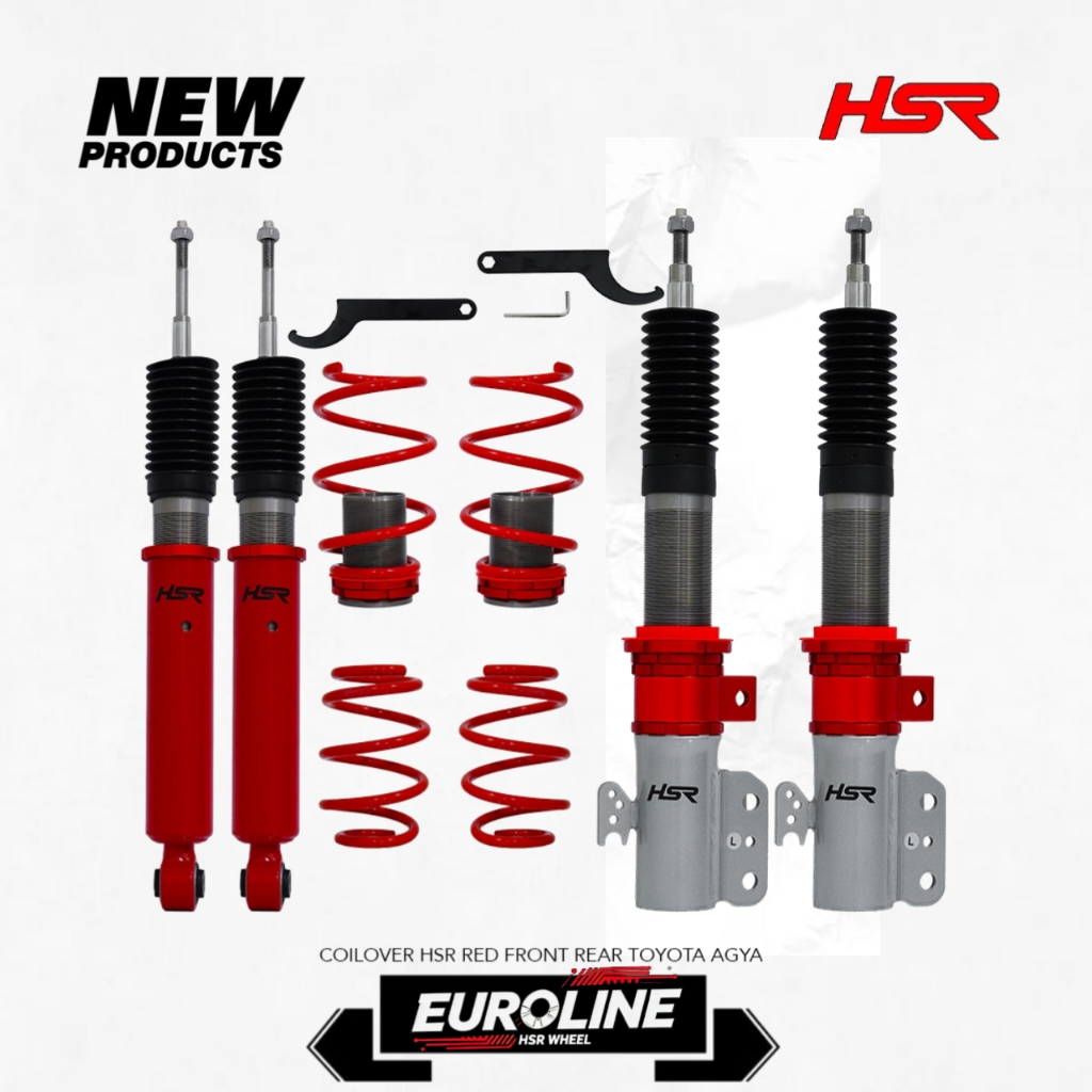 Paket Coilover 1 set Depan Belakang COILOVER HSR RED FRONT REAR TOYOTA AGYA