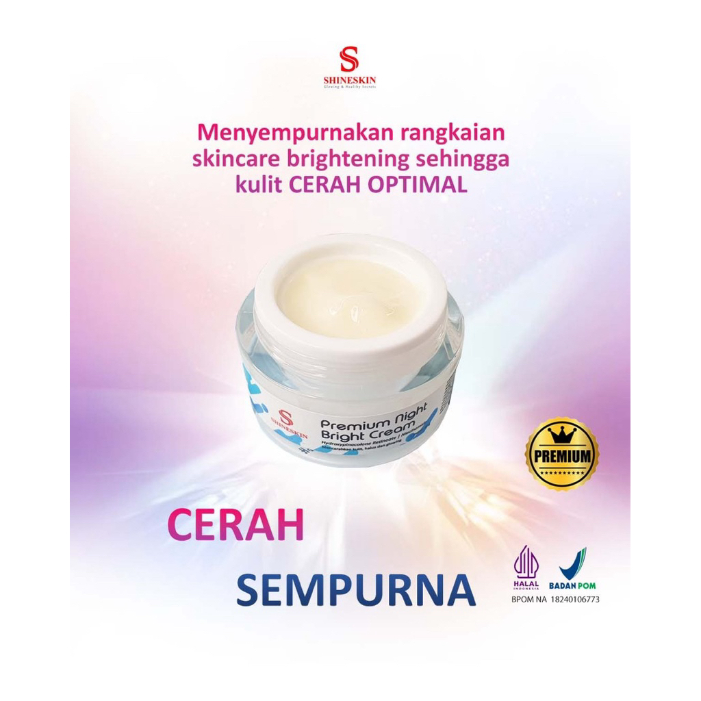 NIGHT CREAM PREMIUM NIGHT BRIGHT SHINESKIN CREAM MALAM SHINESKIN BPOM