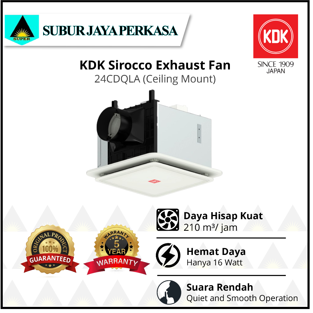 KDK 24CDQLA Exhaust Fan Plafon Ceiling Sirocco Ducting