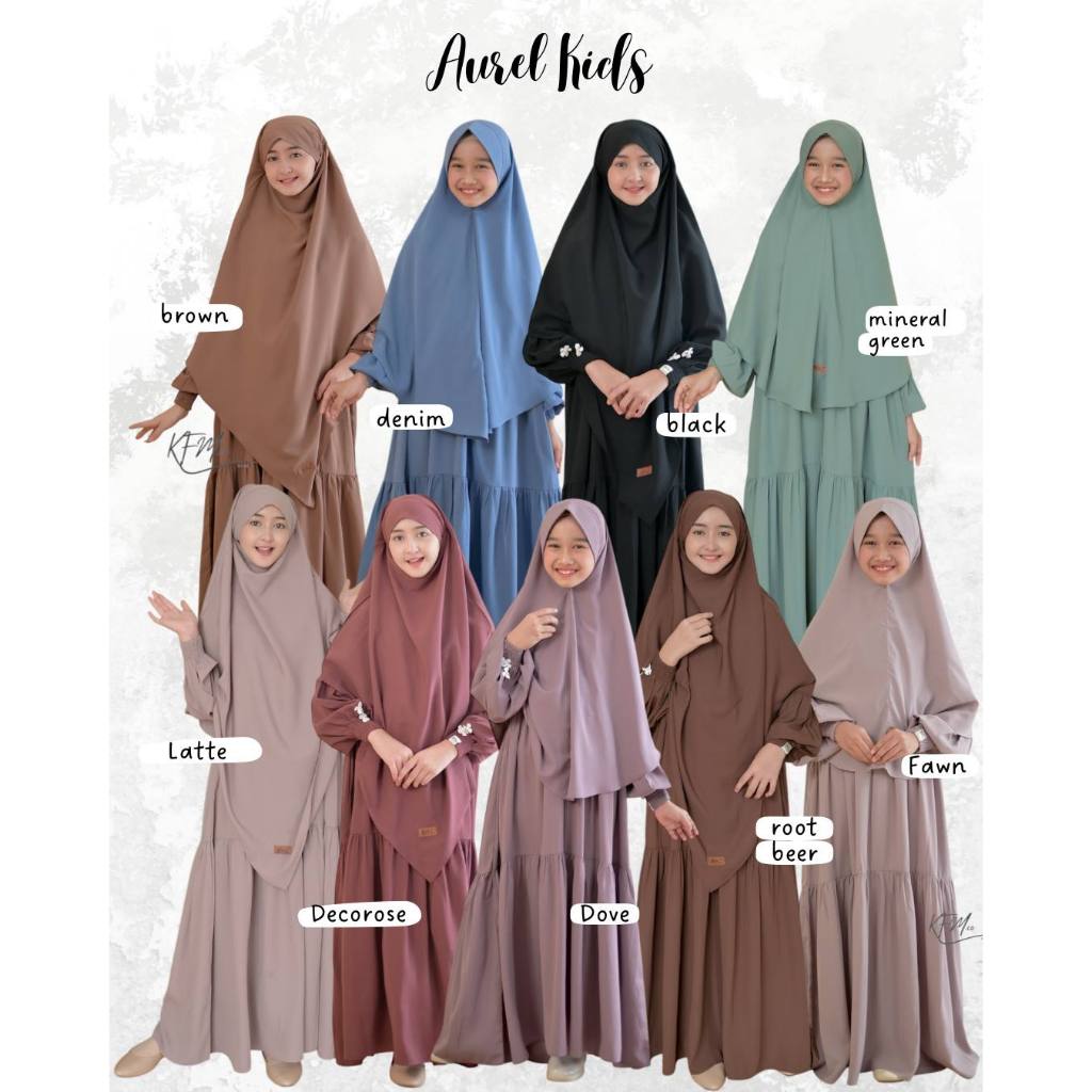 NEW GAMIS ANAK MUSLIMAH AUREL KIDS BY AFADA HIJAB | SET FRENCH KHIMAR & BERGO SOFT PAD | GAMIS SYARI