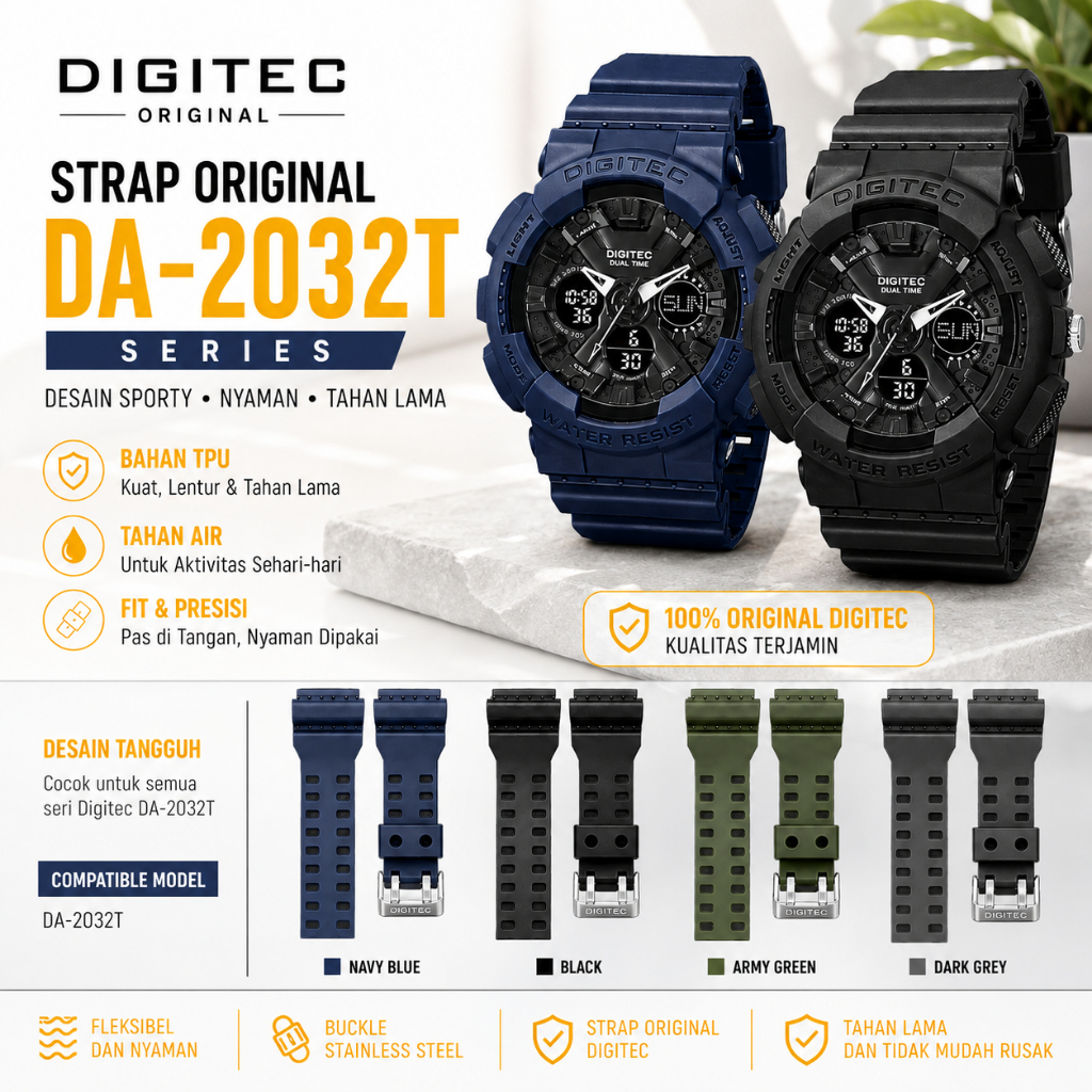 Tali Jam Tangan Digitec 2032 Strap Rubber Digitec DG 2032 DG-2032