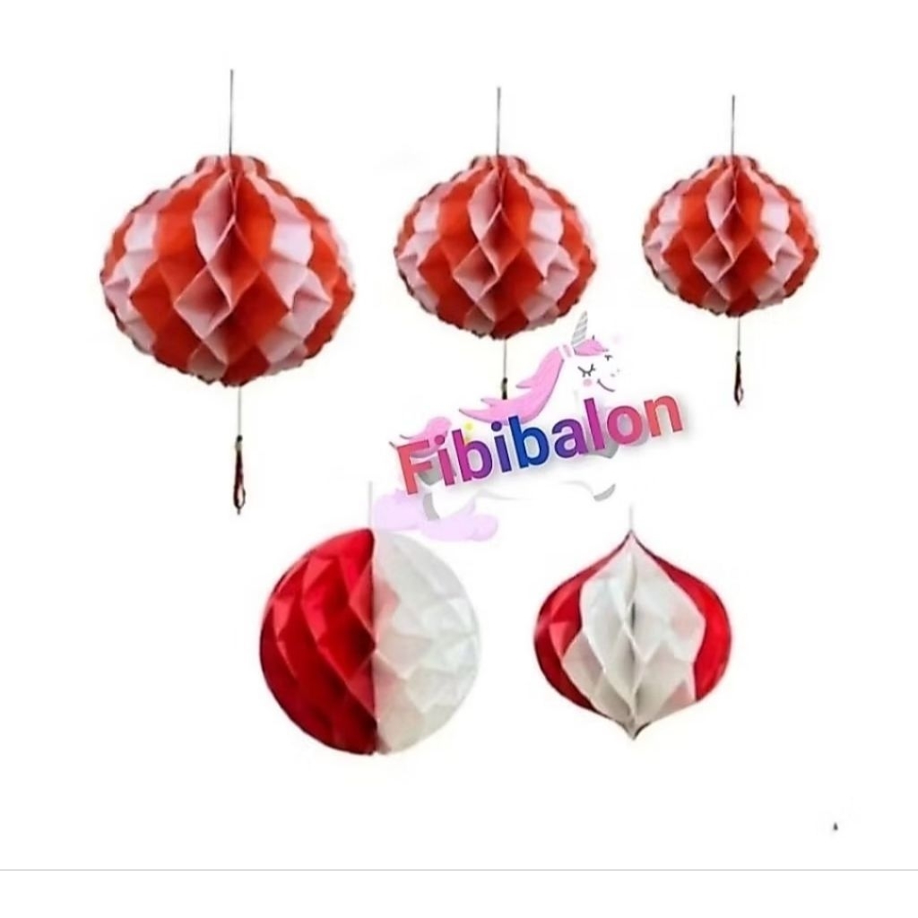 Lampion Idul Fitri/ Lampion Lebaran Honeycomb/Lampion Merah Putih / Hiasan 17 Agustus/Honeycomb Dirg