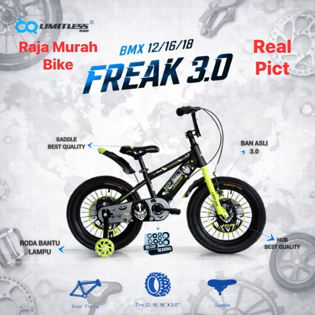 Sepeda Bmx 18 Limitless Freak 109 Ban 3.0 Sepeda Anak Laki Laki Bmx 18 Inch Limitless Freak