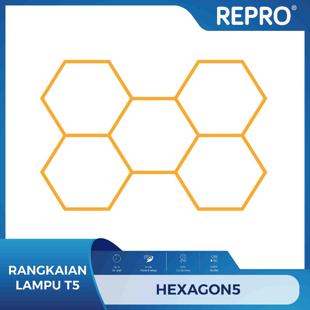 REPRO Rangkaian Lampu T5 LED Hexagon5 All in Connector Lampu Adaptor Kabel