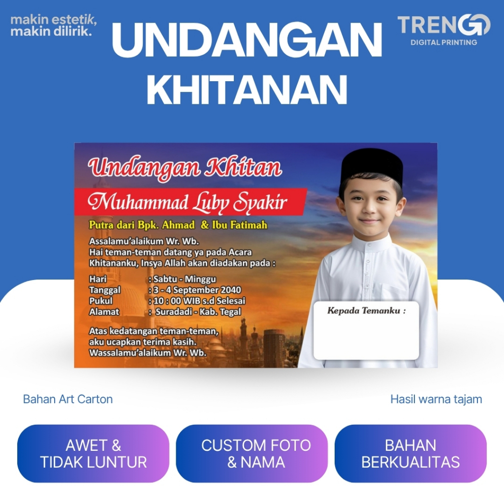 Undangan Khitanan Anak | Undangan Khitan | Undangan Sunat | Undangan Anak Sunatan