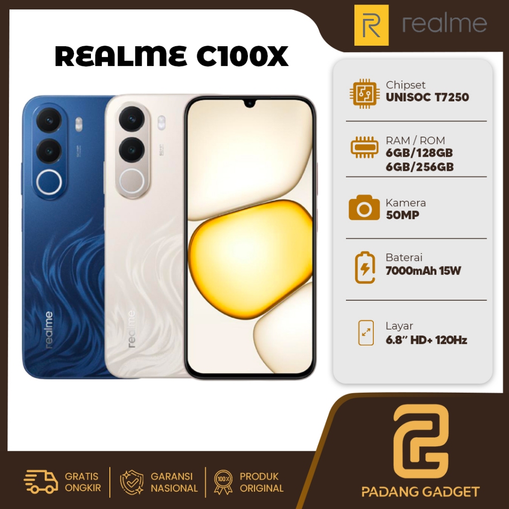 Realme C100x 6/128GB 6/256GB Hp Android Smartphone Baru Garansi Resmi