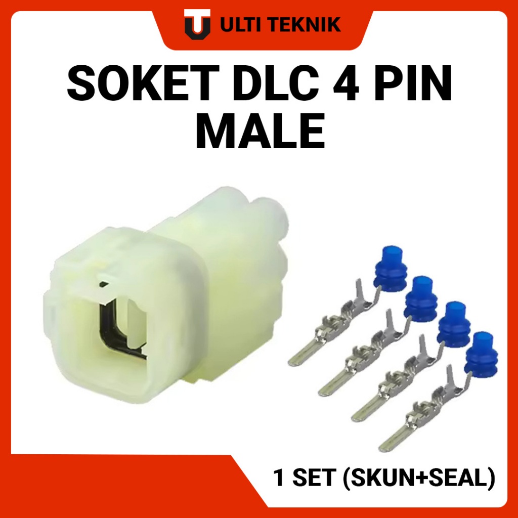 Soket DLC 4 Pin Male Putih 1 Set / Soket DLC Honda & Kawasaki Waterproof
