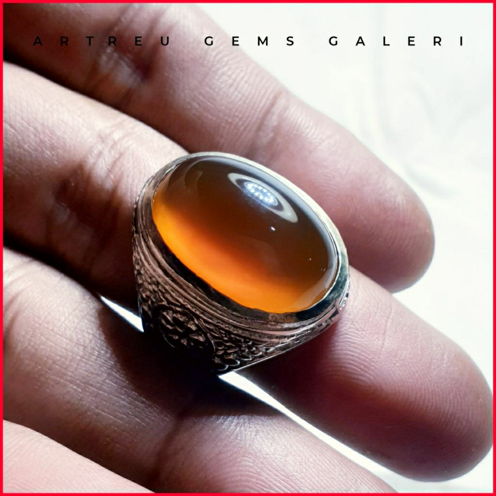 Batu Anggur Cempaka Orange | COD Bisa | Cincin Batu Akik Ring 5-10