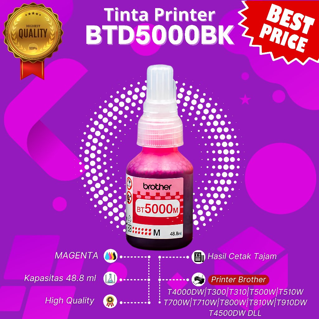 TINTA BROTHER BT5000 & BTD60BK PREMIUM Series DCP DCP-T300, DCP-T500W, DCP-T700W, MFC-T800W, DCP-T31