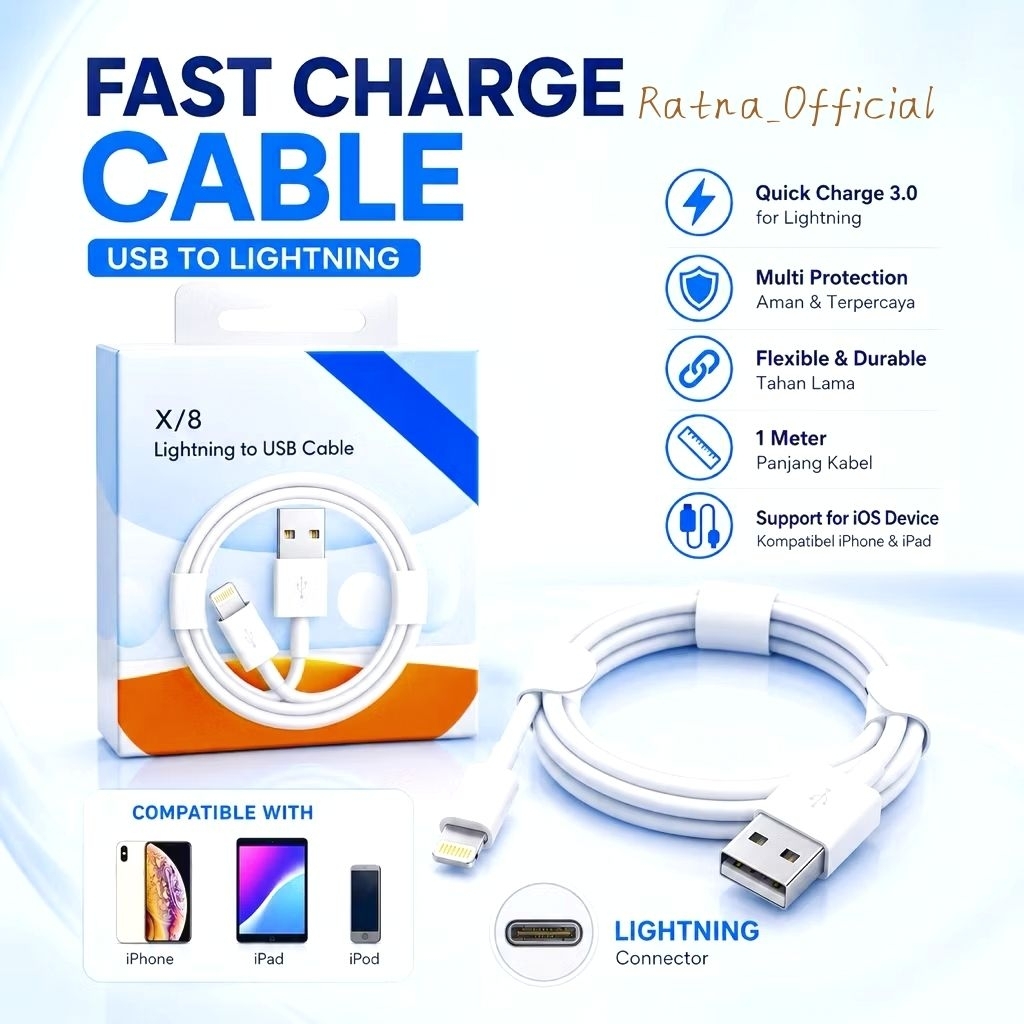 KABEL DATA CAS ALL IPHONE Usb To Iphone 5|5S|6|6 plus|7|7plus|8|8 plus|X|XR|11|11pro|11pro max|12|12