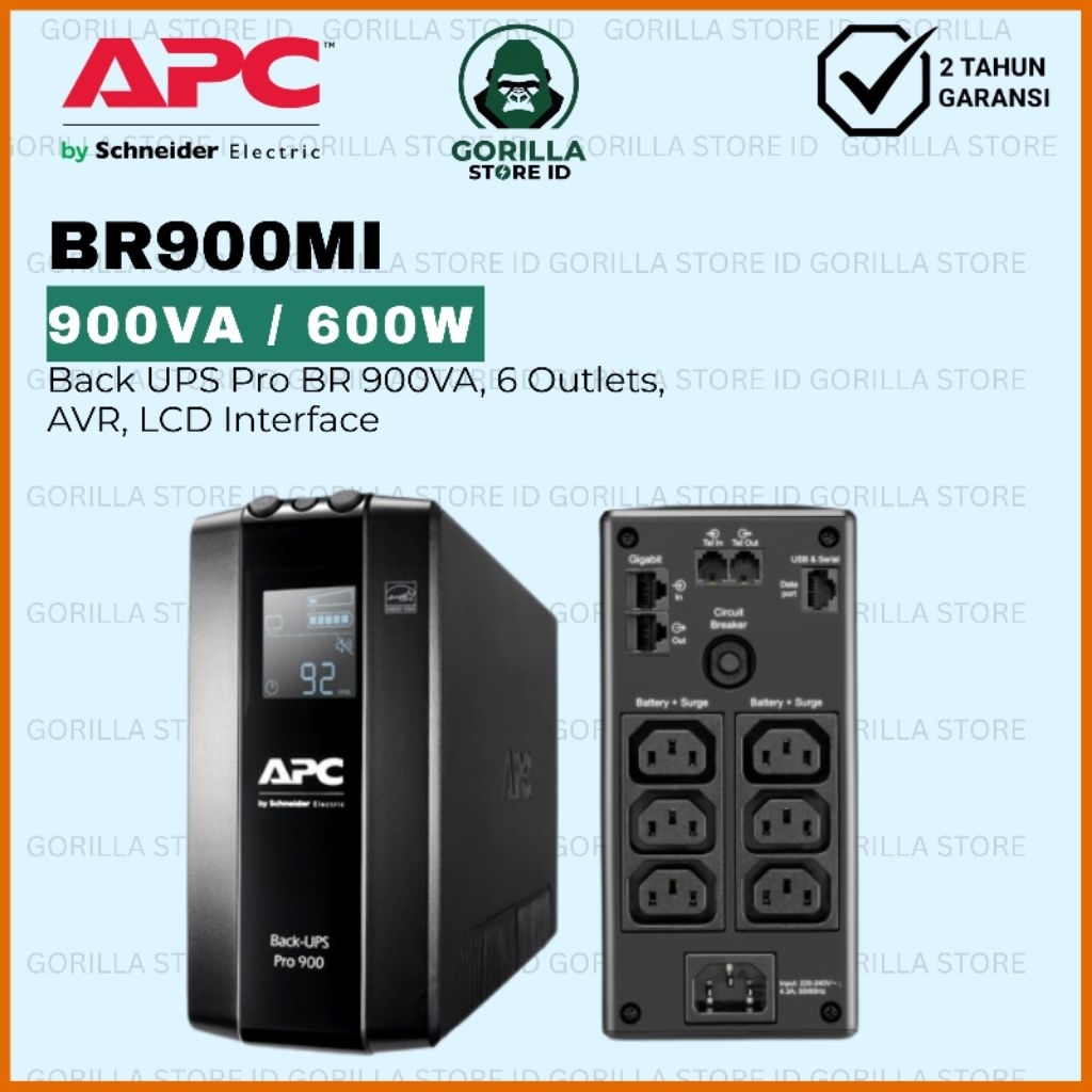 UPS APC Back UPS Pro BR 900VA 6 Outlets AVR LCD Interface BR900MI
