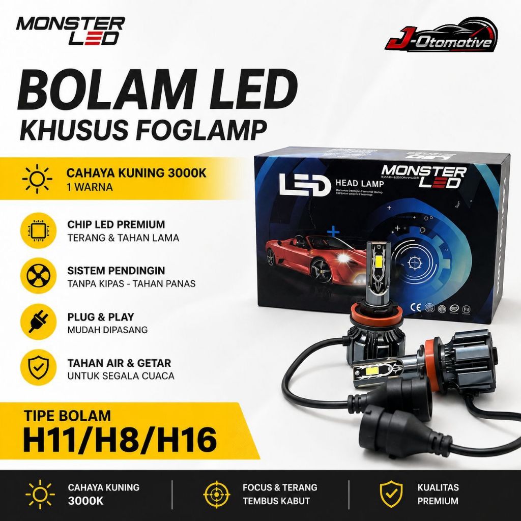Lampu LED Foglamp Mobil Kuning H11 - Sistem Pendingin Efisien