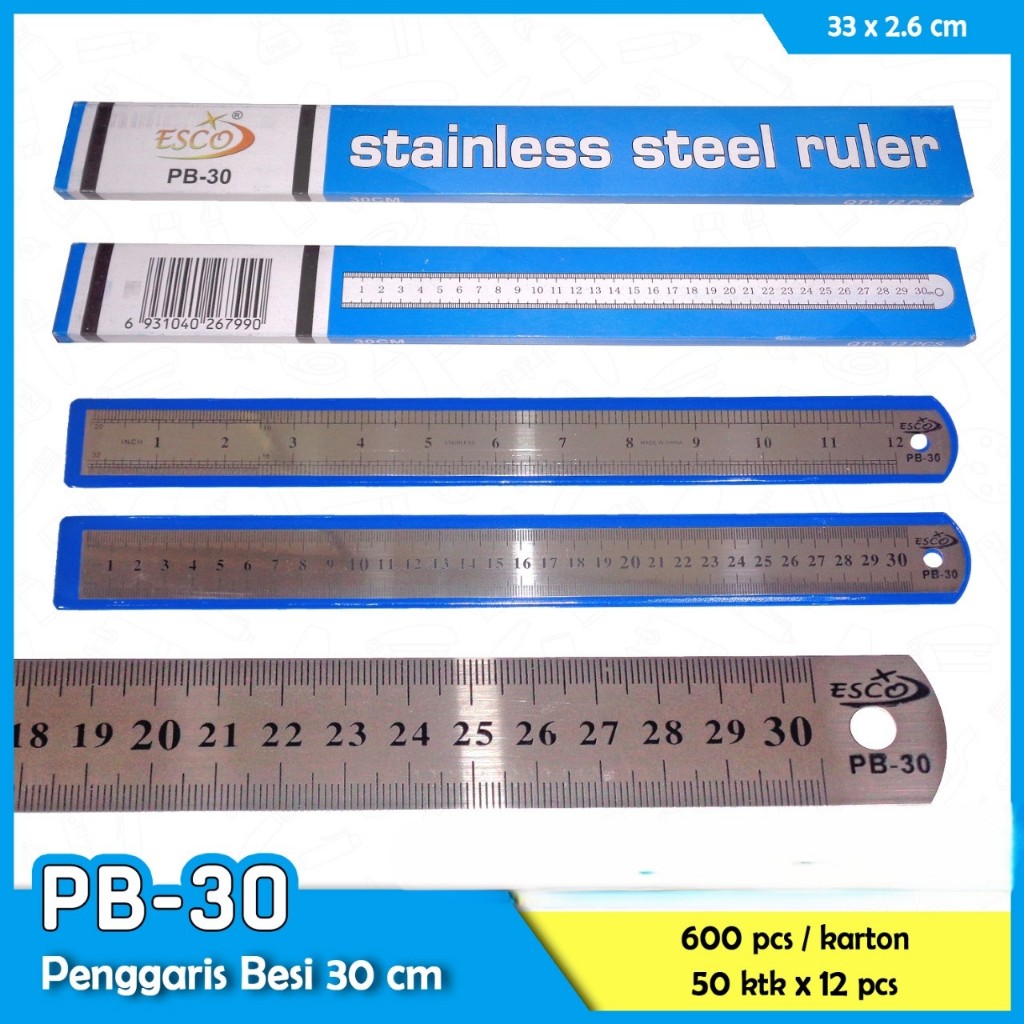 *1 Pcs* Penggaris Besi 30cm Murah / Rol Besi 30cm / Garisan Besi 30cm Murah