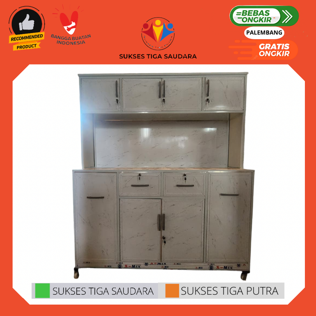 BUFFET LEMARI DAPUR ALUMINIUM | RAK PIRING GELAS KACA ALUMINIUM | KITCHEN SET ALUMINIUM