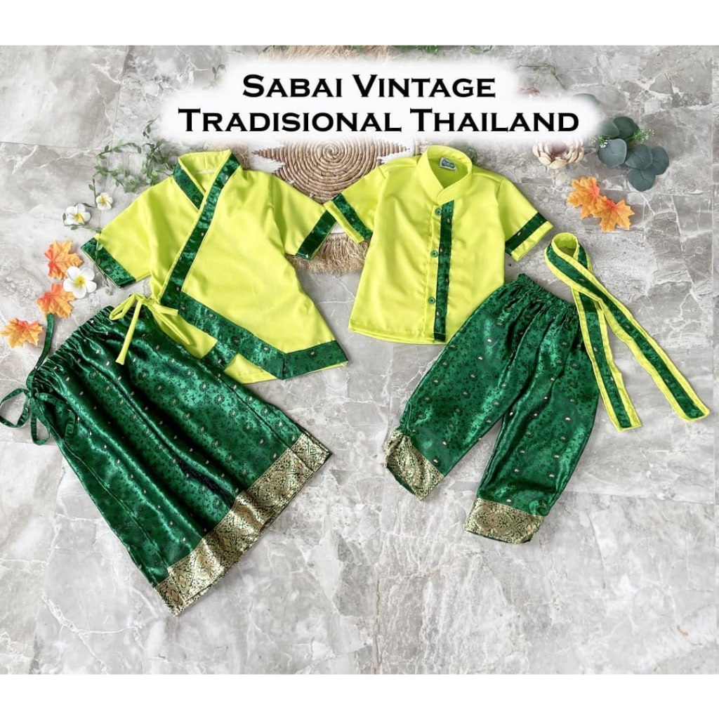 Azzafran – Kostum Sabai Vintage Tradisional Thailand Anak (Couple Boy & Girl Set) Baju Adat Luar Neg