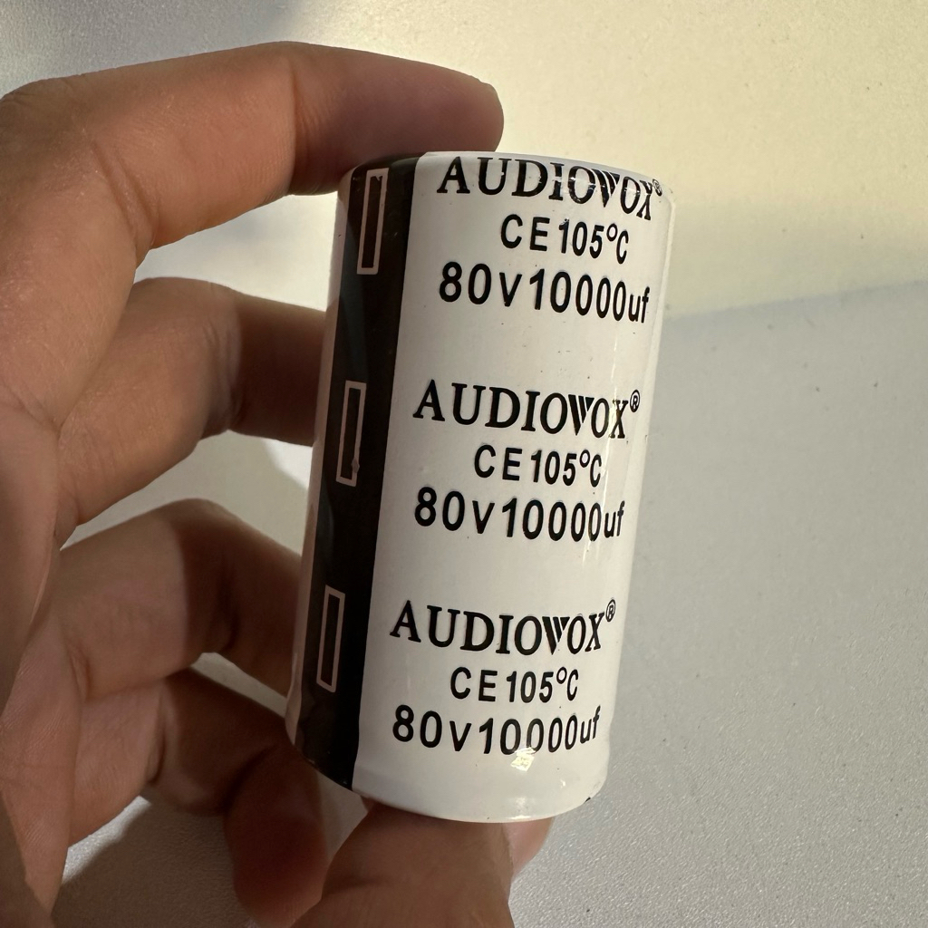 Elco 80v 10000uf Audiovox putih kualitas super original isi full/Capasitor elko 80volt 10000uf Audio