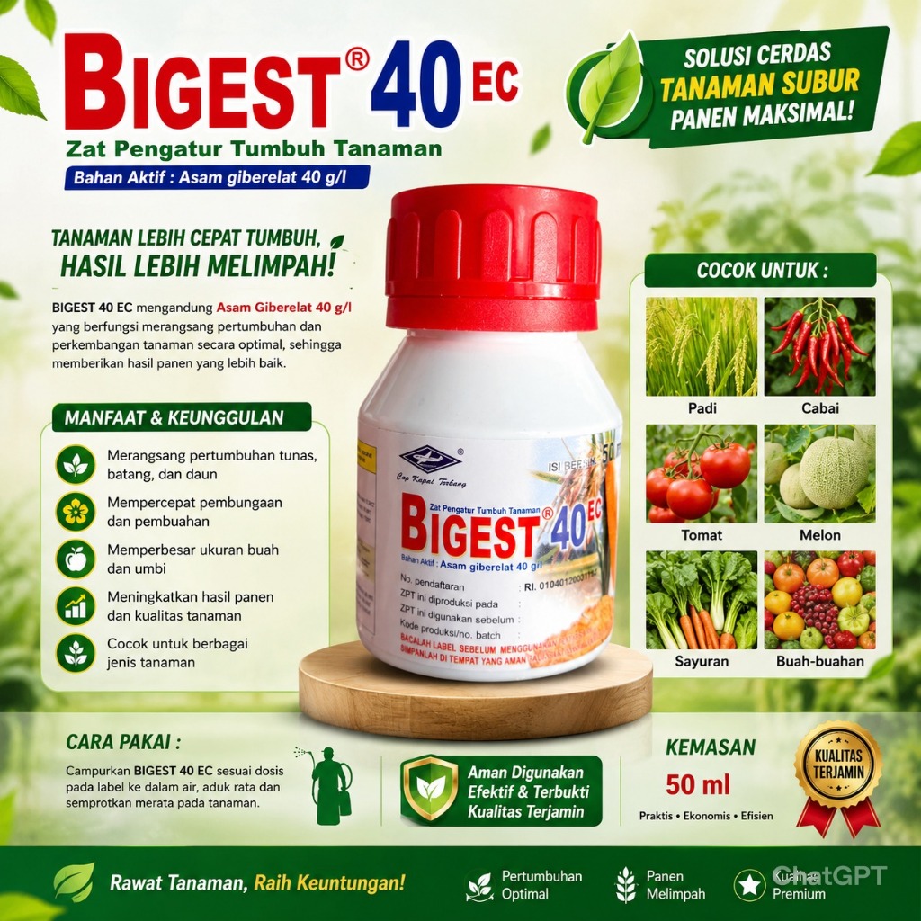 Bigest 40 EC 50ml, 100ml - ZPT Pertumbuhan Tanaman - Penyubur Tanaman