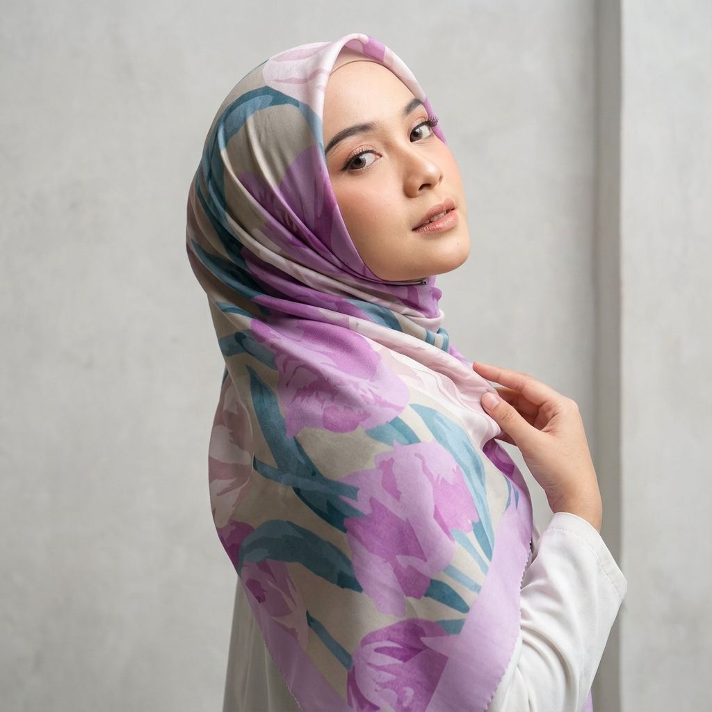 HIJAB VOAL MOTIF TERBARU/MOTIF DENAY BUNGA TULIP/HIJAB VOAL MOTIF SEGI EMPAT/HIJAB SEGI EMPAT VOAL M