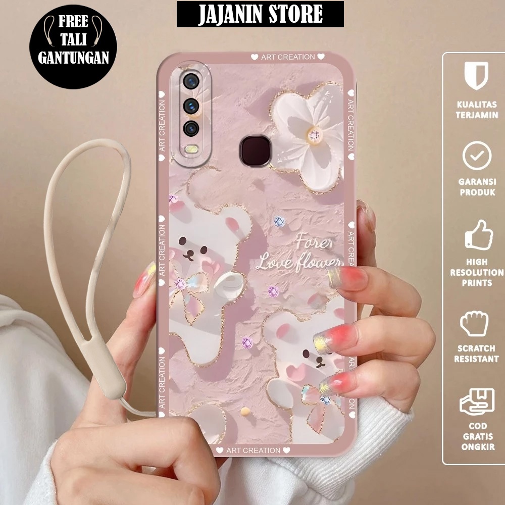 JAJANINSTORE Premium Casing + Tali gantungan For VIVO Y12 Y12i Y15 Y17 Terbaru - Softcase Hp For VIV