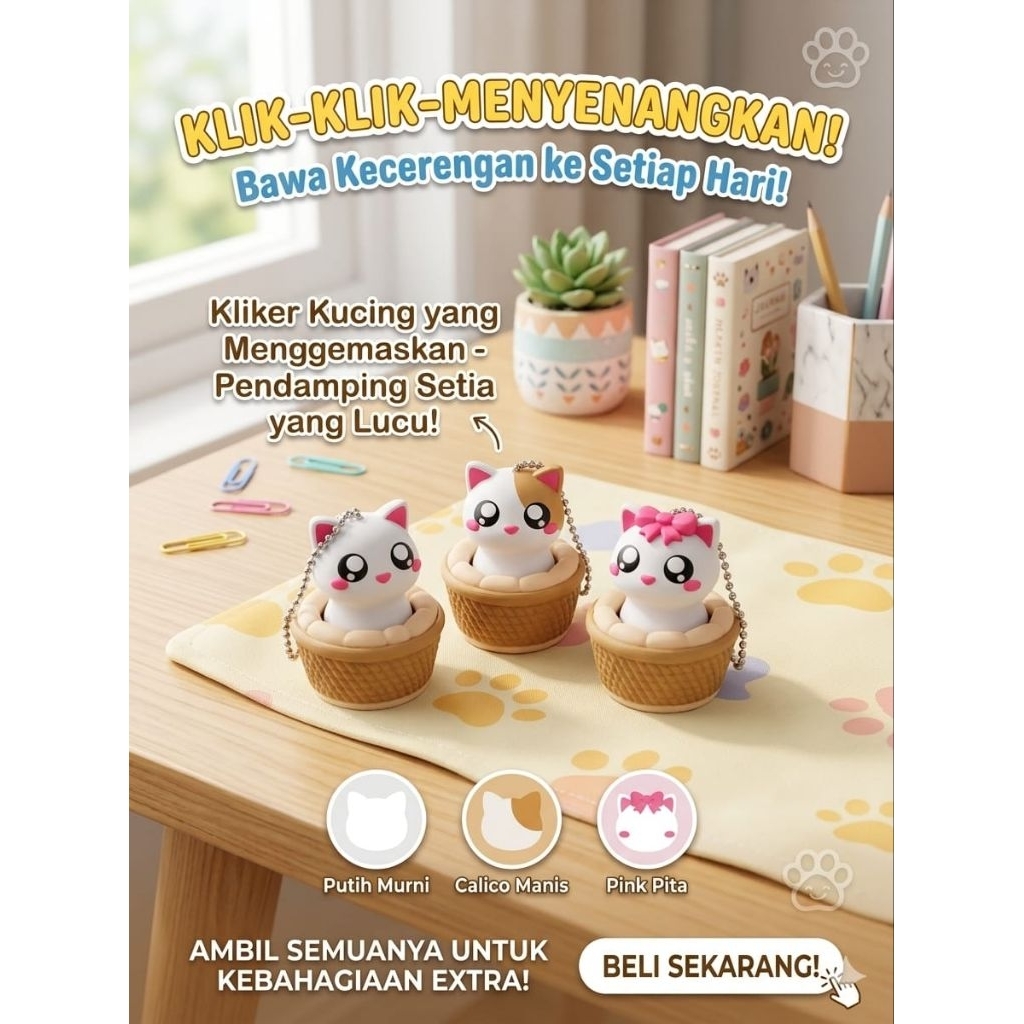 Ganci kucing - keychain cat clicker