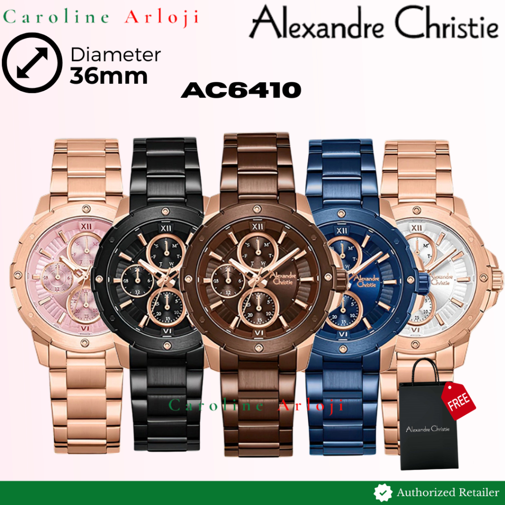 Jam Tangan Wanita Alexandre Christie AC6410 AC 6410 Original Garansi Resmi Rantai Stainless Steel