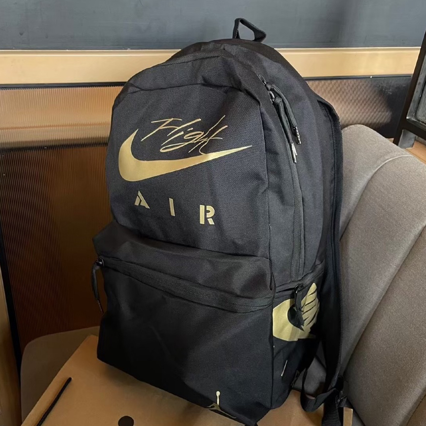 TAS RANSEL JORDAN FLIGHT KANVAS BLACK GOLD ORIGINAL BLACK BACKPACK / TAS RANSEL PRIA WANITA / TAS RA