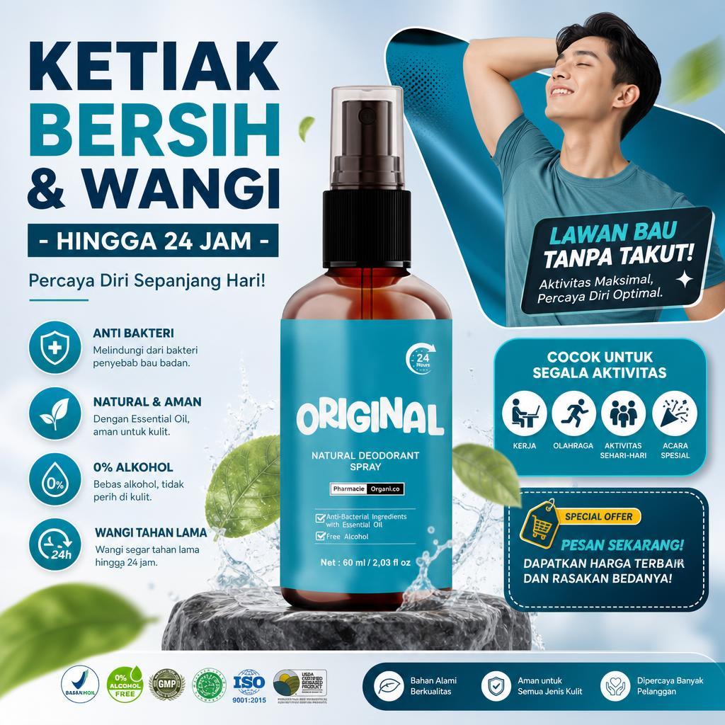 DEODORANT TAWAS SPRAY NATURAL ORGANIK TAWAS SPRAY ORGANIK PENGHILANG BAU BADAN KETIAK ALAMI - ORIGIN