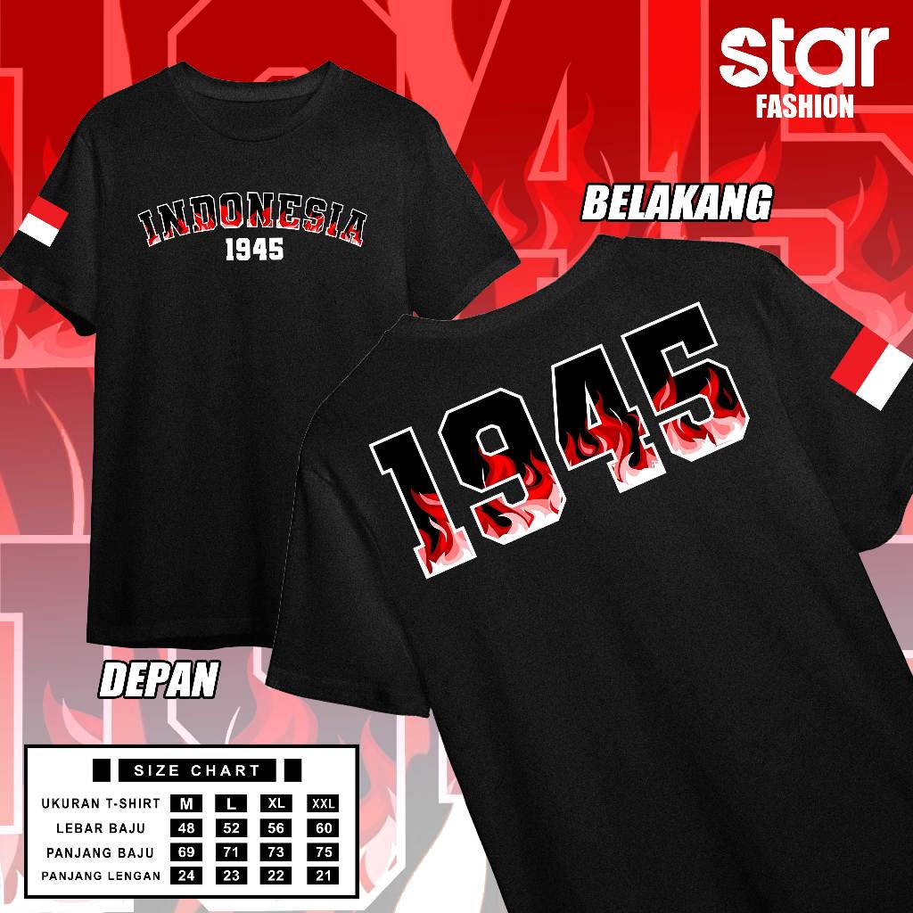 Kaos Indonesia Merdeka "Fire Indonesia" - Kaos Kemerdekaan Indonesia / Kaos Agustusan / Kaos 81 Merd
