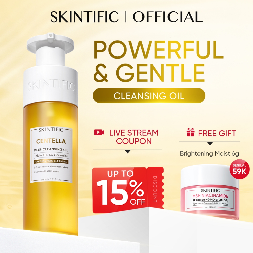SKINTIFIC - Centella Deep Cleansing Oil Cocok untuk Kulit Berminyak Berjerawat&Semua Jenis Kulit Men