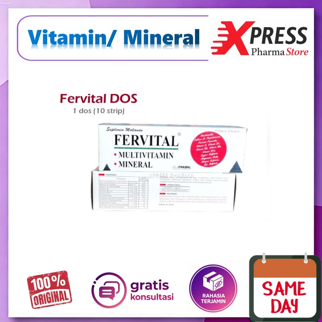 XPRESS  Fervital DOS Vitamin Mineral Ferfital Verfital Vervital Fervita Box Dus Tablet Zet