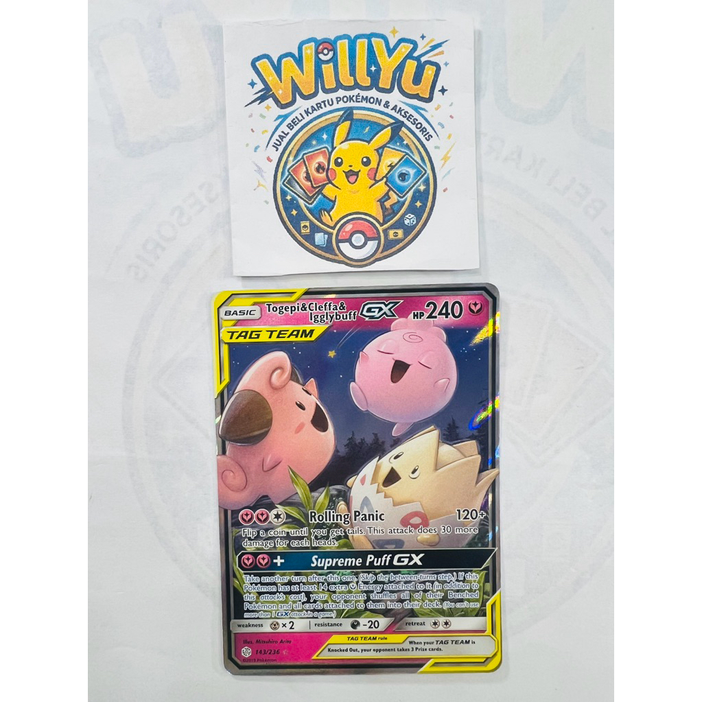 TOGEPI & CLEFFA & IGGLYBUFF GX TAG TEAM ENGLISH POKEMON CARD KARTU 143/236