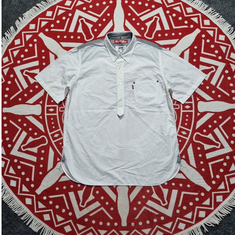 Kemeja putih Junya Watanabe X 501 CDG lengan pendek