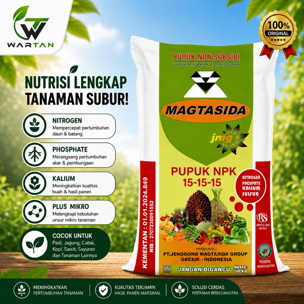 Pupuk Non Subsidi Magtasida NPK 15-15-15 Granul Merah 50kg