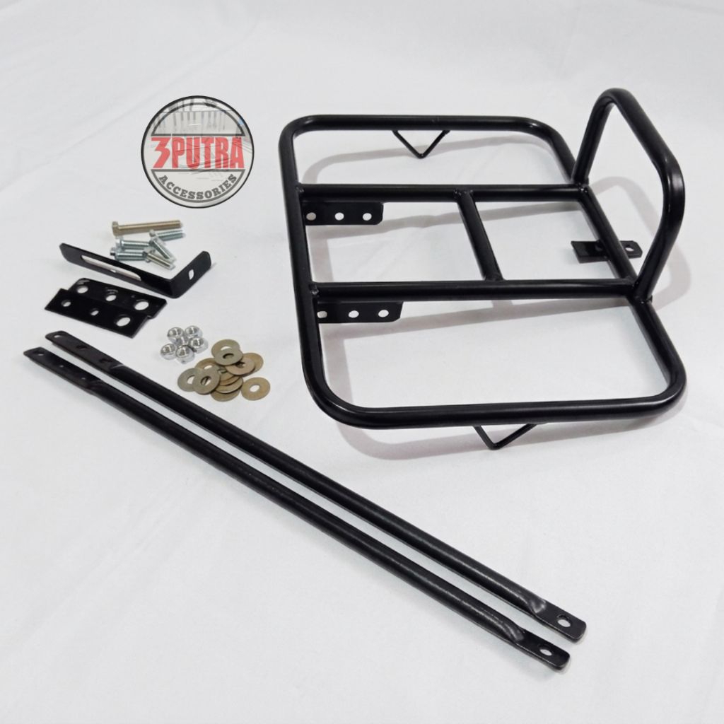 Keranjang Sepeda Depan Front Track Hitam Glosy Universal MTB Federal Lipat Fixie Alas Kayu Premium T