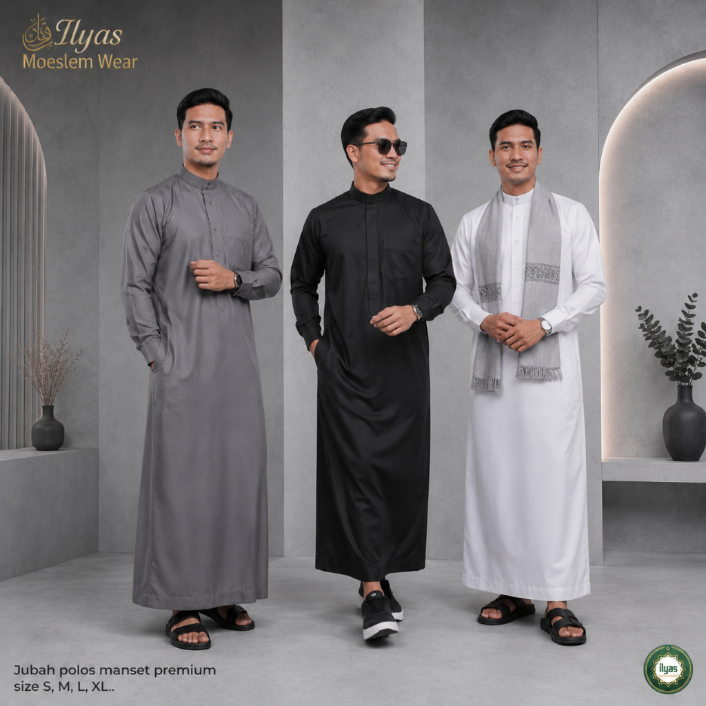 Gamis Jubah Pria Slim Fit Kancing Model Jubah Saudi - AL-Fadhil -  pria model polos - gamis dewasa t