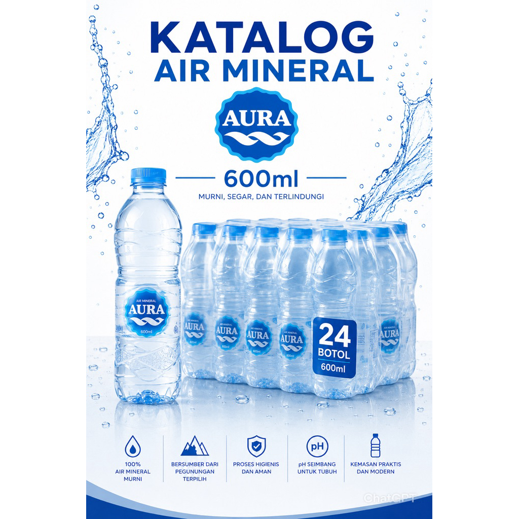 [INSTANS] Aura 600 mili Air Minum Mineral Kemasan Botol 600ml  Merk AURA