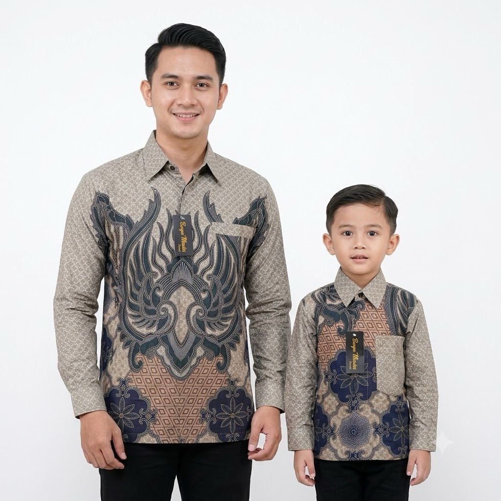 Batik Couple Bapak Dan Anak Katun Solo Premium Batik Pasangan Anak Bapak Warna Navy Kombinasi Ready 