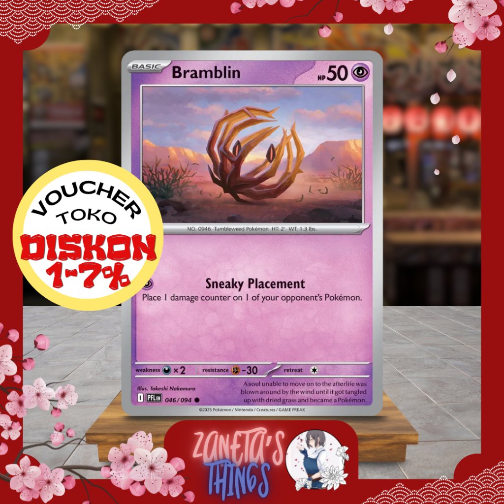 Kartu Pokémon TCG BAHASA INGGRIS KONDISI NM (NEAR MINT) = PSA 7 Bramblin 046/094 Takeshi Nakamura Ph