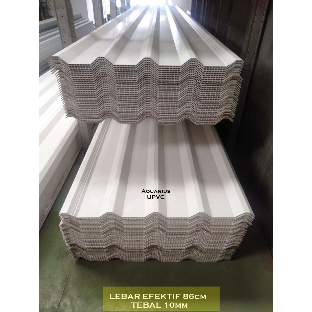 Atap UPVC Ecoroof Double Layer 860 Tebal 10mm Warna Biru Putih Abu Rumah Kanopi
