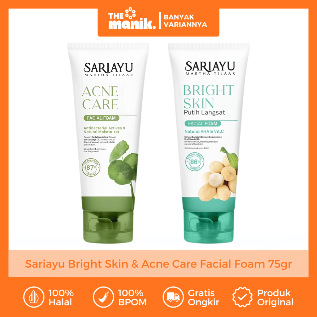 Sariayu Facial Foam 75gr Putih Langsat Brightening & Pegagan Acne Care Sabun Muka Pembersih Wajah Gl